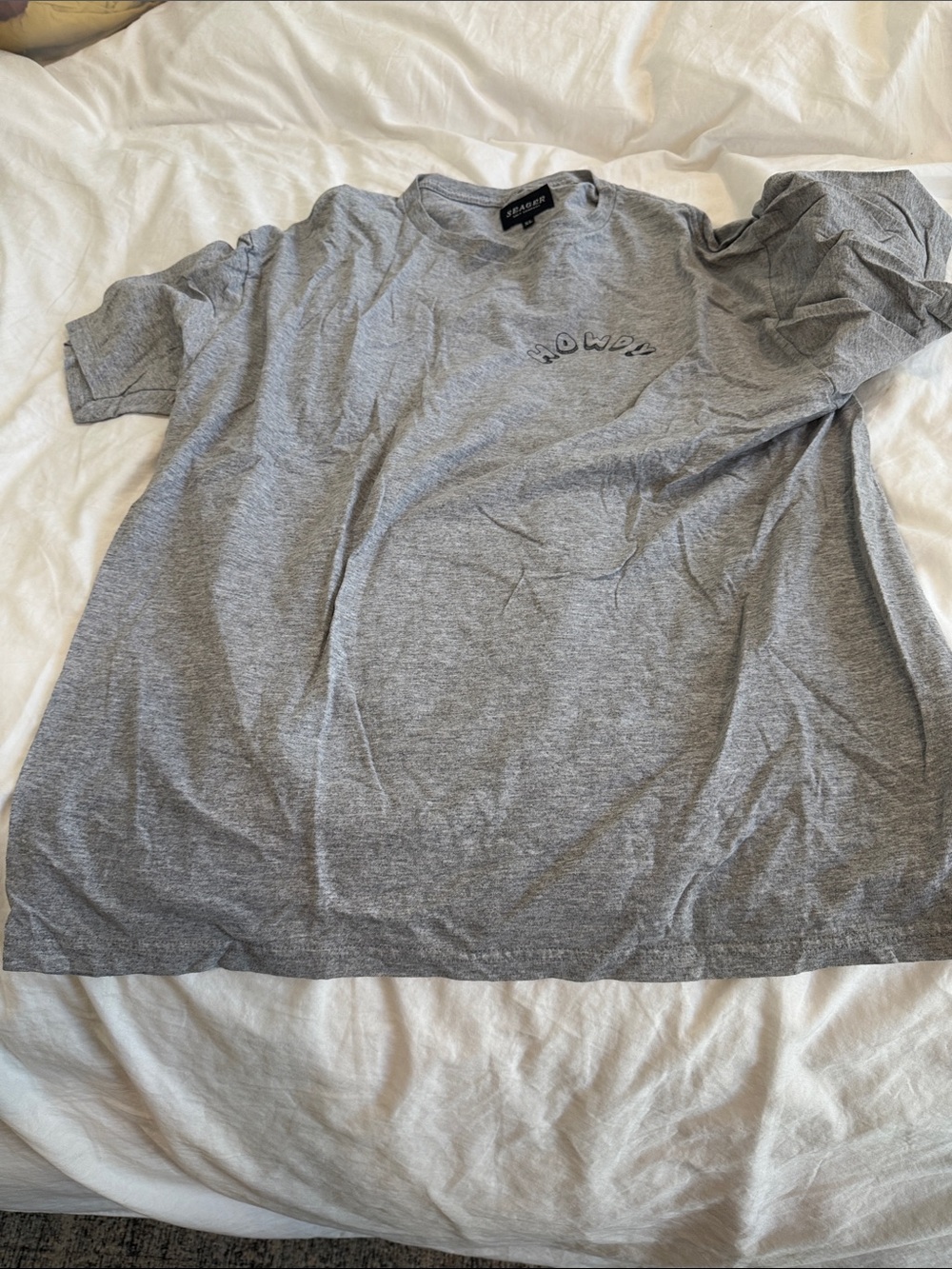 Seager Heather Gray Crewneck Tee with Subtle Chest Howdy Logo